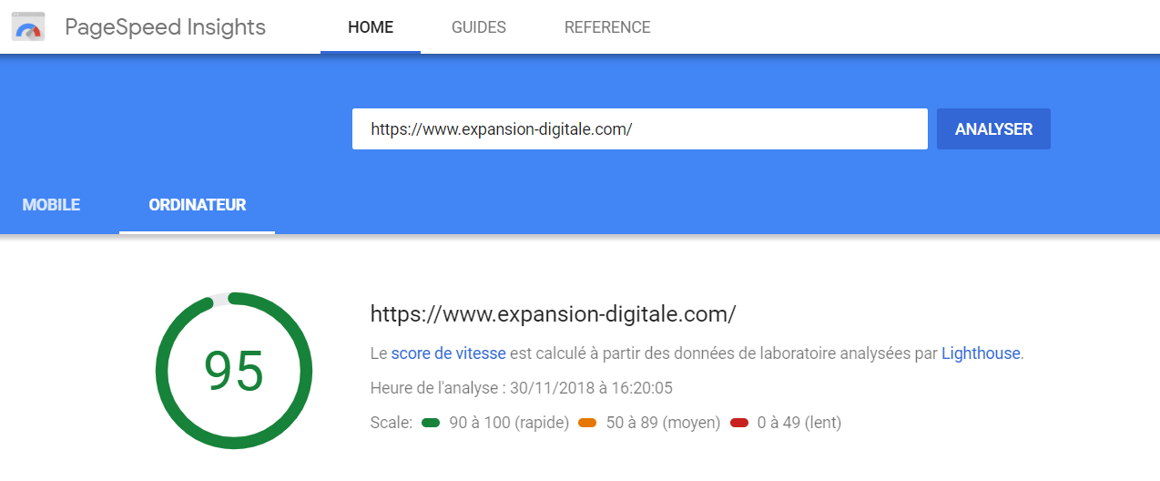 test vitesse site SEO