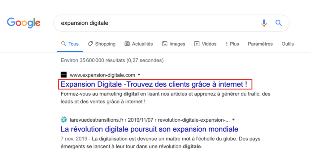 donner un titre à son site