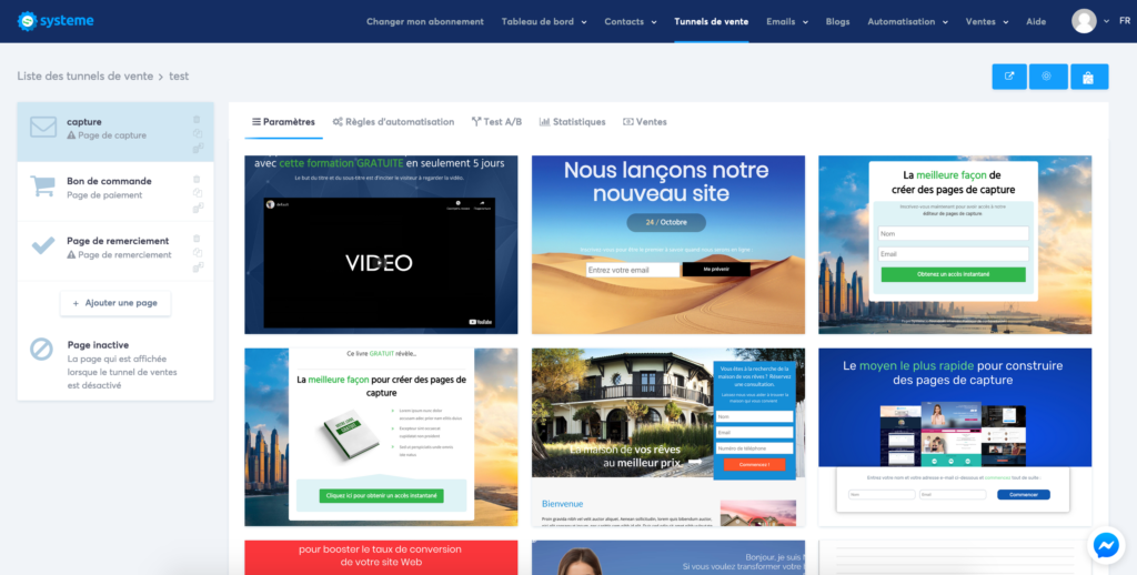 templates pages systeme.io